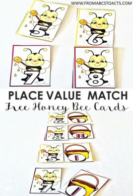 Learning place value can be tricky for kids once they begin associating digits to values. That’s why it’s essential we give them as much practice as they need. These fun puzzle cards will get kids matching honey bee digit cards to their equivalent place value honey cards.