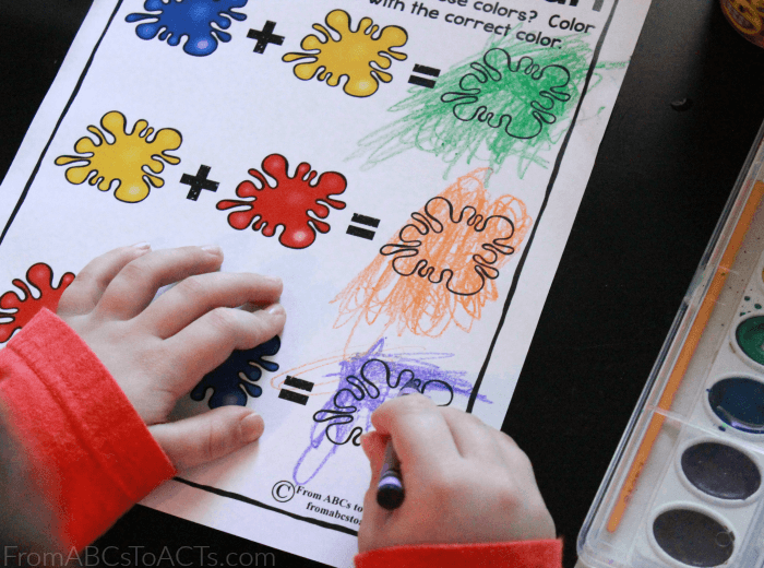 Mixing Colors Preschool Activities