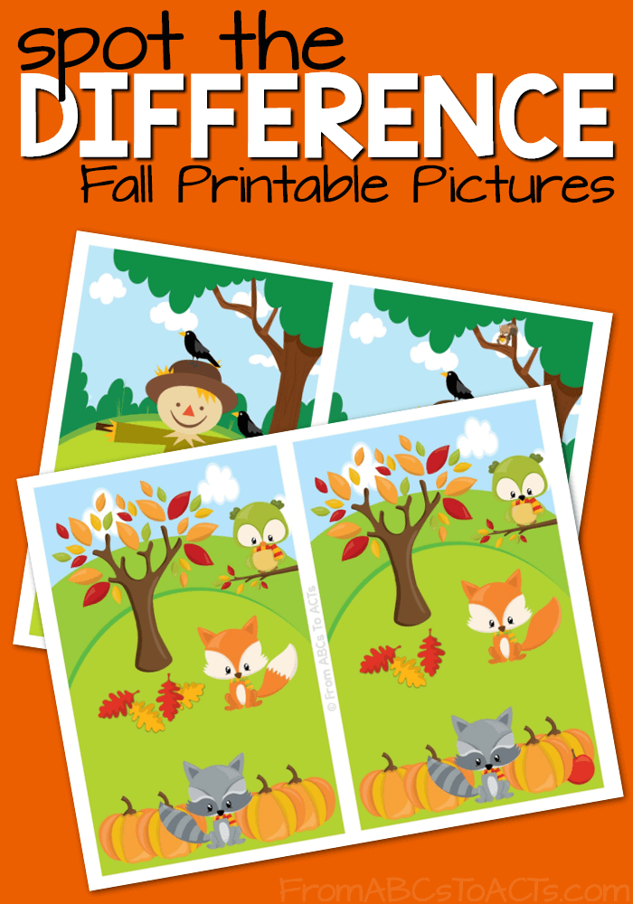 Spot the difference with these fun fall printables that are perfect for preschoolers and kindergartners!