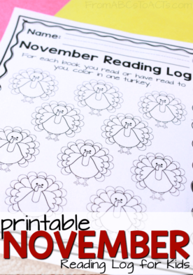 Make time each day to read with your children! These printable November reading logs are available in three different levels and make keeping track of those reading goals fun and easy!