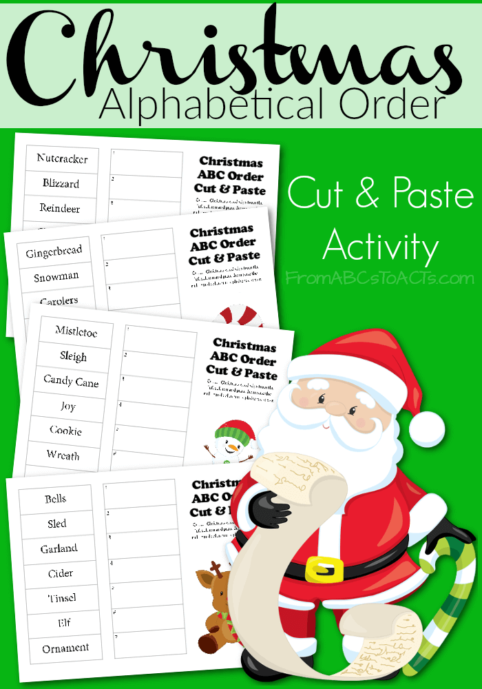 Work on scissor skills, alphabetical order, and more with this fun set of Christmas themed cut and paste printables!