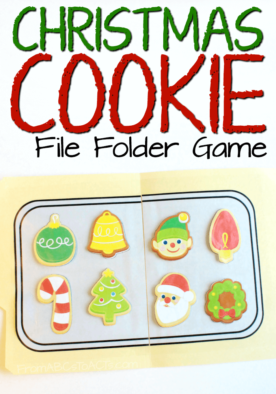 Match the Christmas cookies in this fun, printable holiday-themed file folder game for kids!