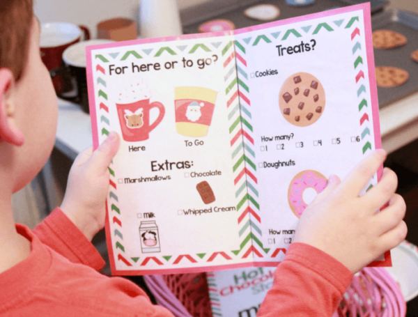 Hot Chocolate Menu for Dramatic Play Stand