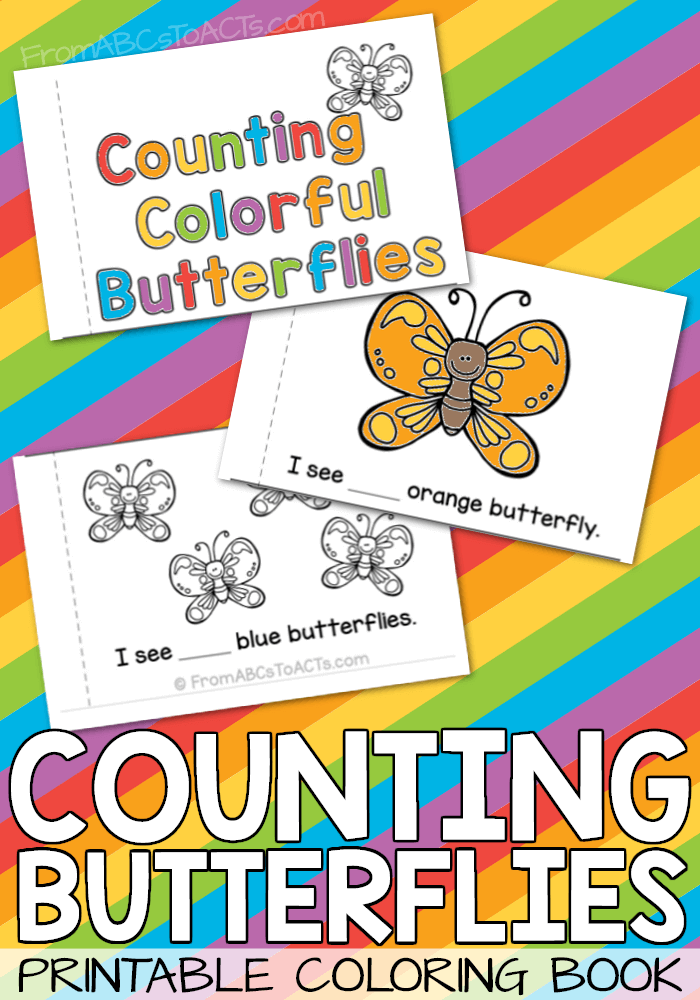 Count to 10 with this free butterfly coloring book that is perfect for Spring! It's no prep, perfect for preschoolers, and tons of fun!