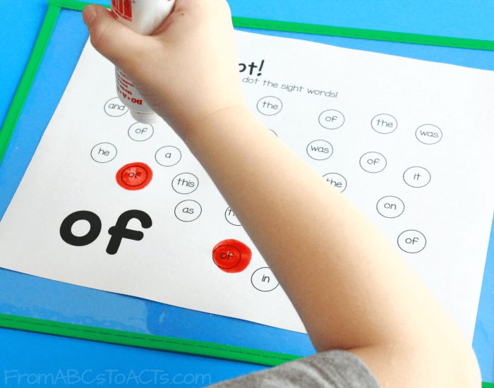 Dot Marker Sight Word Pages