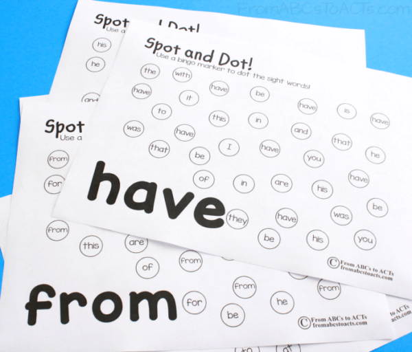 Fry Sight Word Dot Marker Practice First 25