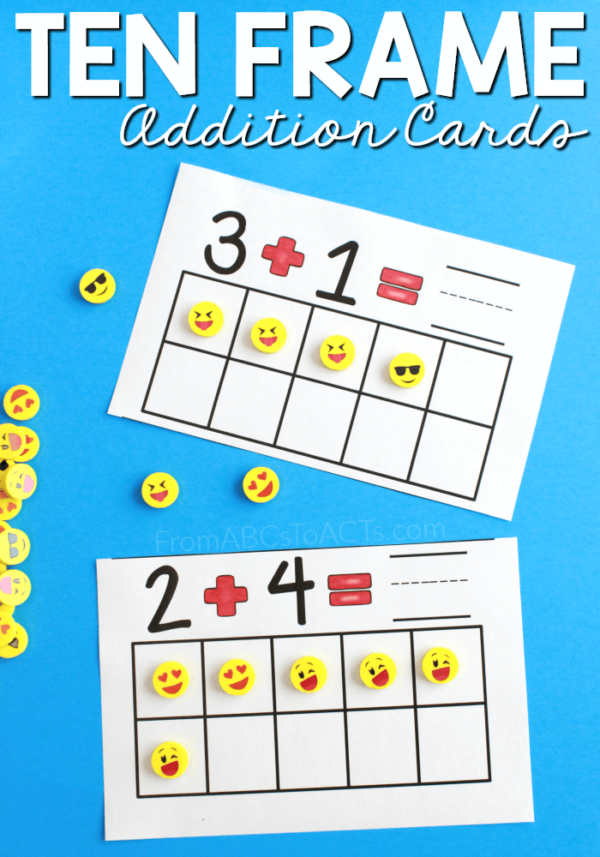Introducing the concept of addition to your kindergartner can be both fun and easy with these ten frame addition cards!