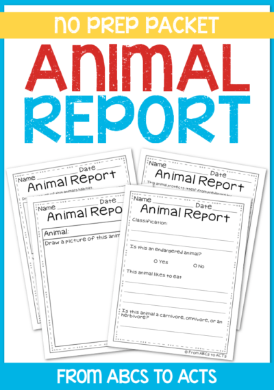 Animal Report Pack | From ABCs to ACTs