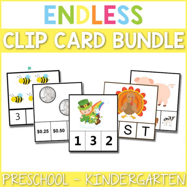 An endless supply of math and literacy clip card centers? Yes, please! They're perfect for working on fine motor skills! #FromABCsToACTs