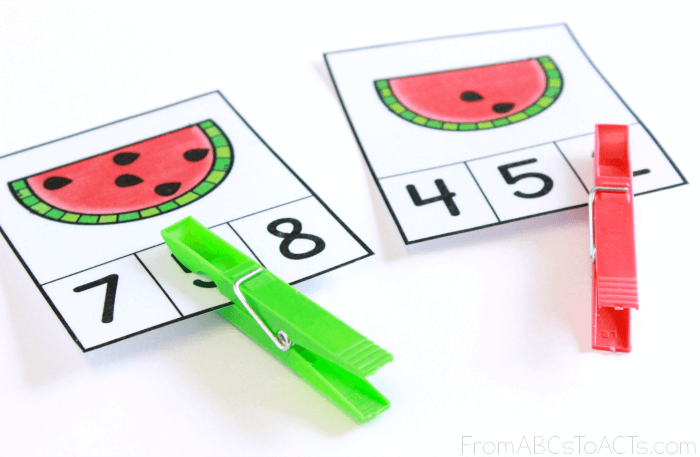 Fine Motor Watermelon Clip Cards for Preschoolers