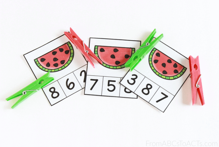 Watermelon Summer Count and Clip Cards