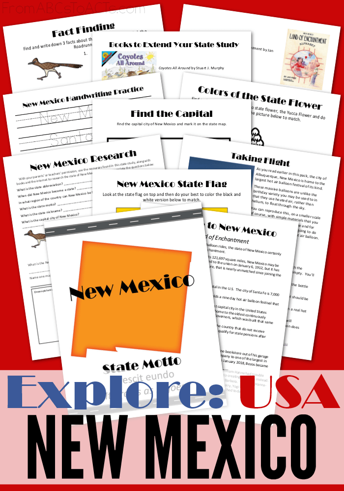 We're exploring the Land of Enchantment in this printable New Mexico state study pack! Perfect for elementary aged students that are ready to learn all about the 50 states!