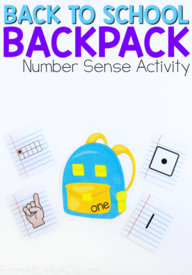 Celebrate the back to school season with this printable backpack number sense activity for kindergartners! Such a fun and easy way to work on those early math skills! #math #kindergarten #backtoschool #printable