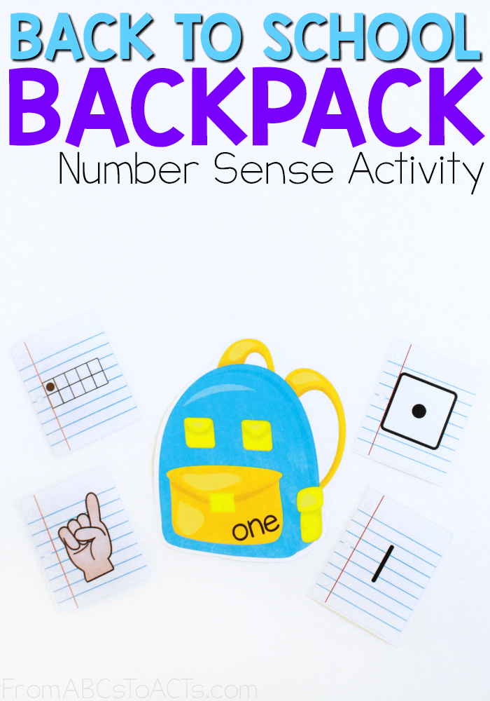 Celebrate the back to school season with this printable backpack number sense activity for kindergartners! Such a fun and easy way to work on those early math skills! #math #kindergarten #backtoschool #printable