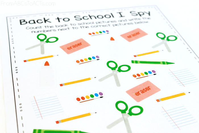 School Supplies I Spy for Kids