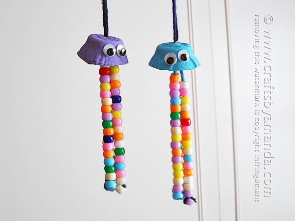 Jellyfish Craft for Kids from Pony Beads and Egg Cartons