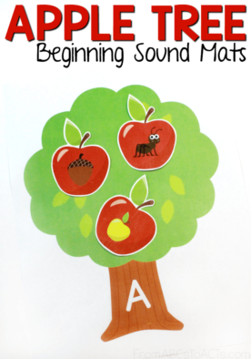 Fall is here and it's officially time to bust out the alphabet activities! These beginning sound alphabet apple sorting mats are the perfect way to practice initial sounds with your kindergartner and they make a fantastic literacy center! #literacycenters #appleactivities #beginningsounds