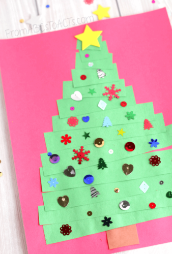 Easy Paper Strip Christmas Tree Craft for Preschoolers - From ABCs to ACTs