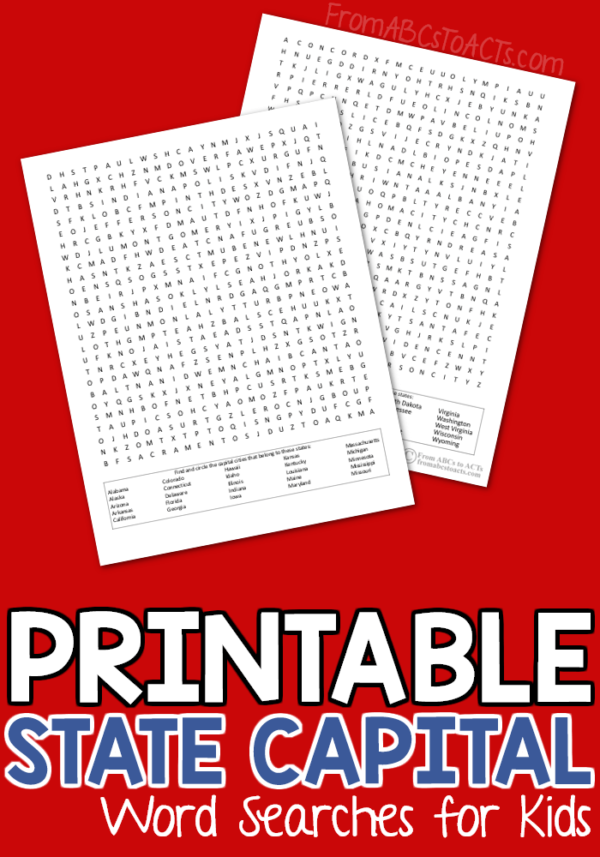 Printable State Capitals Word Search From ABCs To ACTs