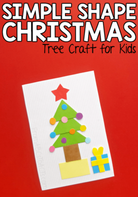 Work on shapes and scissor skills with this adorable shape Christmas tree craft for kids! The perfect craft for practicing a little bit of independence this holiday season! #ChristmasCrafts #FromABCsToACTs #ShapeCrafts