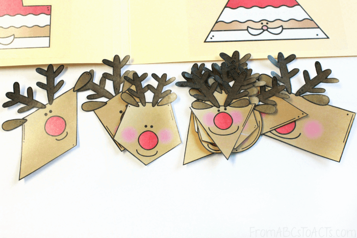 Reindeer Shapes File Folder Game for Preschoolers