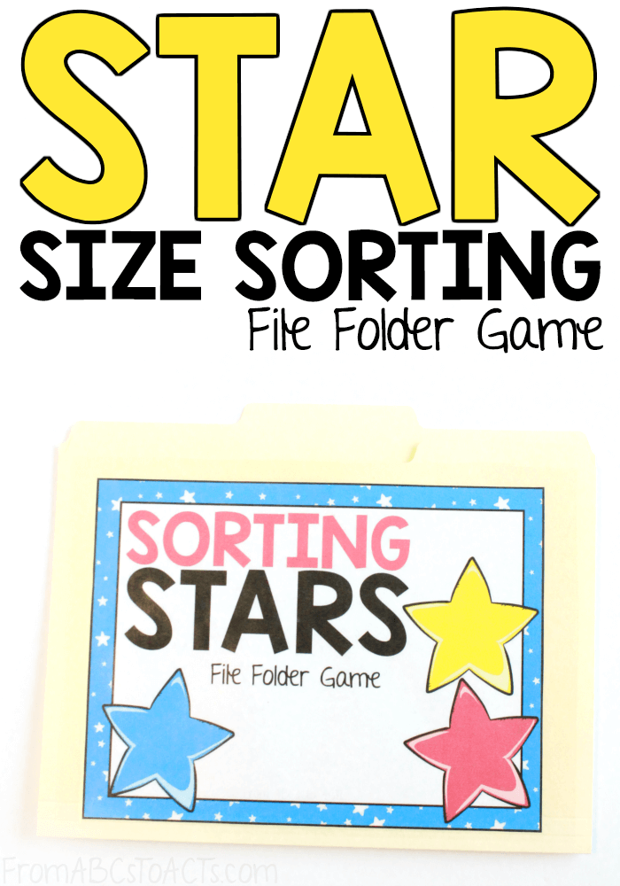 Practice those early math concepts like sorting, sizes, and shapes with your toddler and this colorful size sorting file folder game! #FromABCsToACTs #shapes #toddleractivities