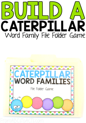 Learning to read is made much easier with the use of word families and this build a caterpillar file folder game is a fantastic way to practice! #FromABCsToACTs #learningtoread