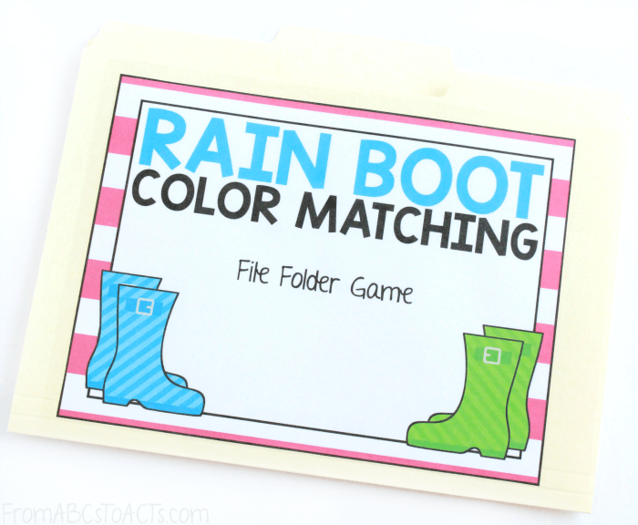 Color Matching Rain Boots File Folder Game