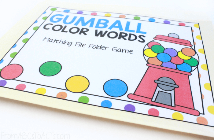 Color Word Recognition File Folder Game