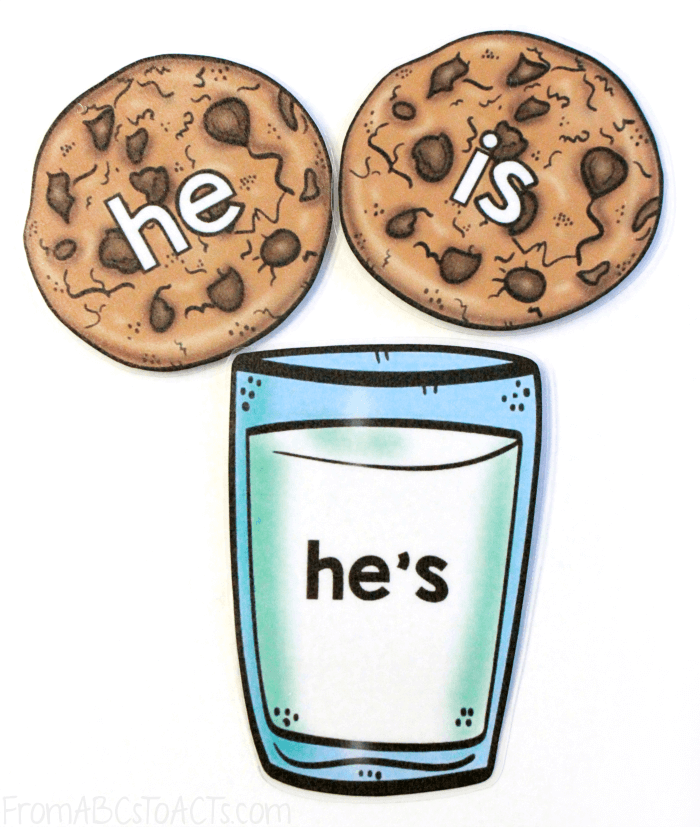 Contractions with Cookies File Folder Game