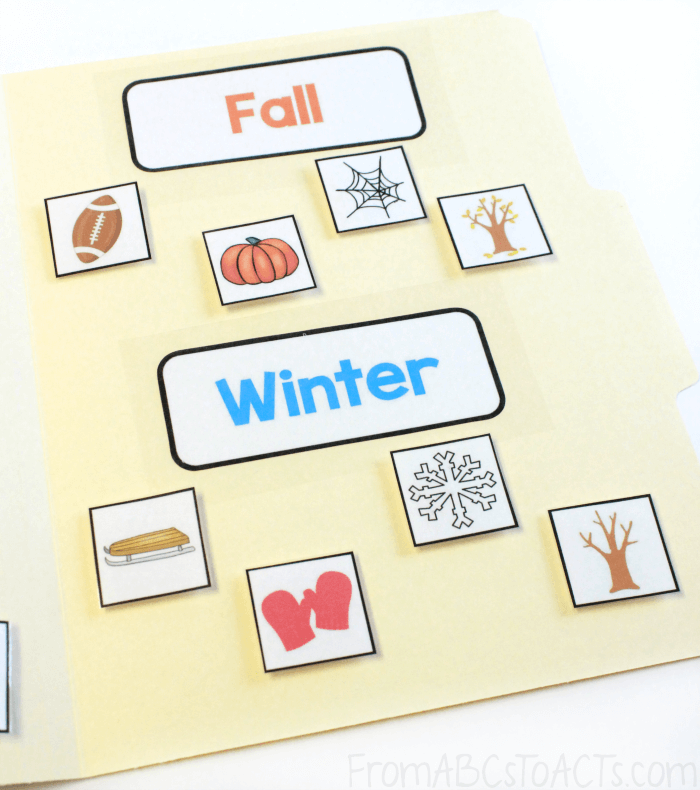 Fall and Winter Sorting for Preschoolers