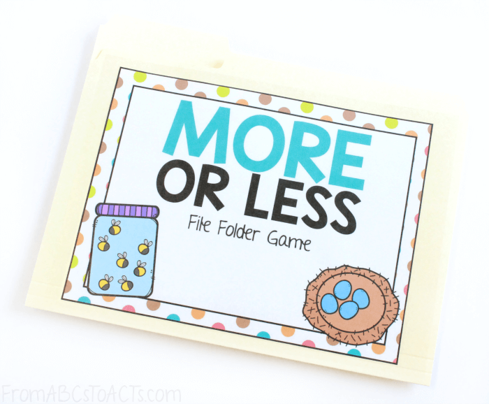 Greater Than or Less Than File Folder Game for Kids