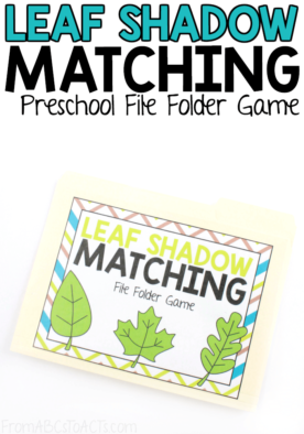 Shadow matching is an excellent way to work on those visual discrimination skills with your preschooler and this leaf shadow matching file folder game is the perfect place to start! #FromABCsToACTs #preschoolmath #Spring