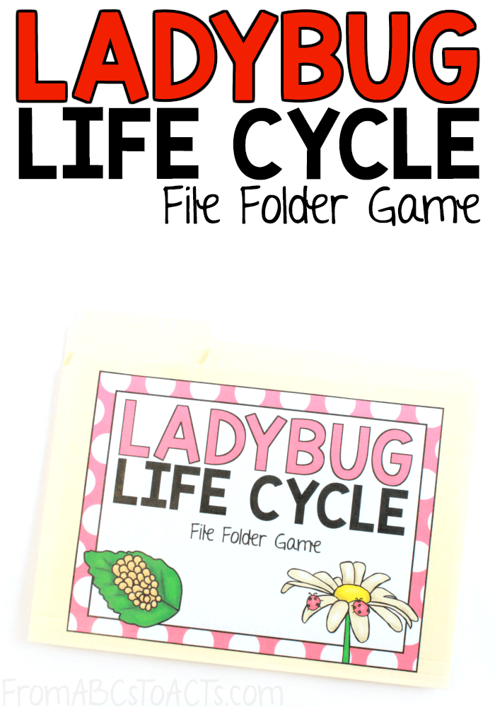 Learn all about the life cycle of a ladybug with this fun printable file folder game! Perfect for Spring nature studies! #FromABCsToACTs #science