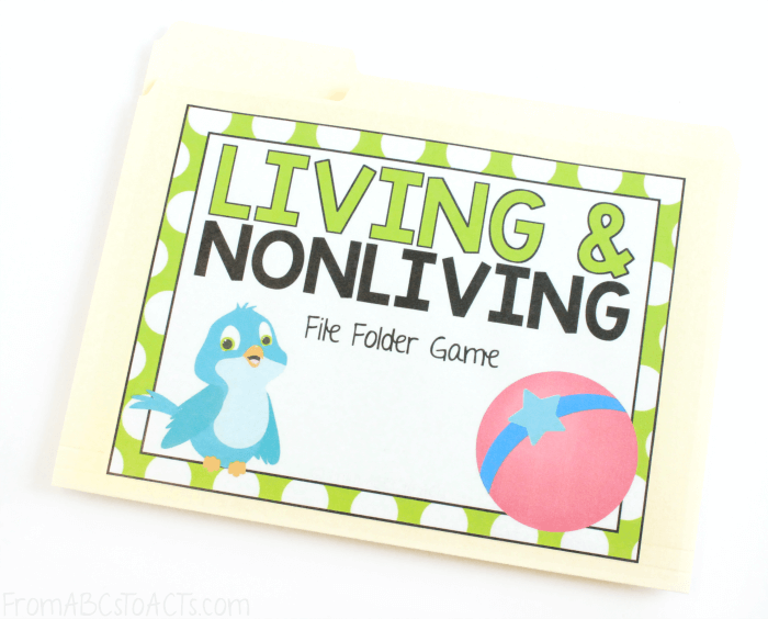 Living and Nonliving Sorting File Folder Game