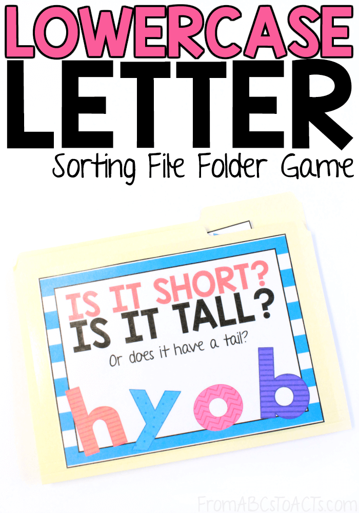 When learning to form and write letters, it's important for children to learn the difference between those lowercase letters that are tall, those that are short, and those that have tails. Practice this vital pre-writing skill with this fun kindergarten file folder game! #FromABCsToACTs #alphabetactivities #readandwrite