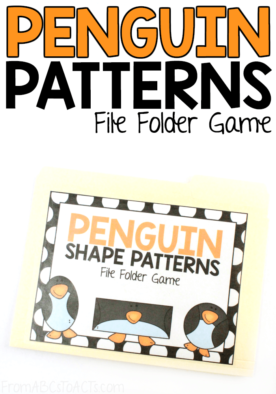Work on shapes and patterns at the same time with this adorable penguin themed file folder game! #FromABCsToACTs #shapes #preschoolmath