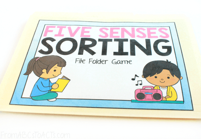 Sorting the Five Senses File Folder Game