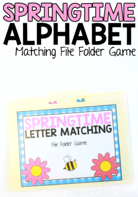 Practice matching the letters of the alphabet this Spring with this adorable letter matching file folder game! #FromABCsToACTs #Spring #literacy