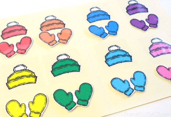 Winter Color Matching File Folder Game for Preschoolers