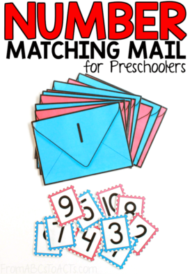 Learning about the Post Office or letter carriers with your preschooler? They're going to love this printable mail number matching activity! #FromABCsToACTs #math #preschoolthemes