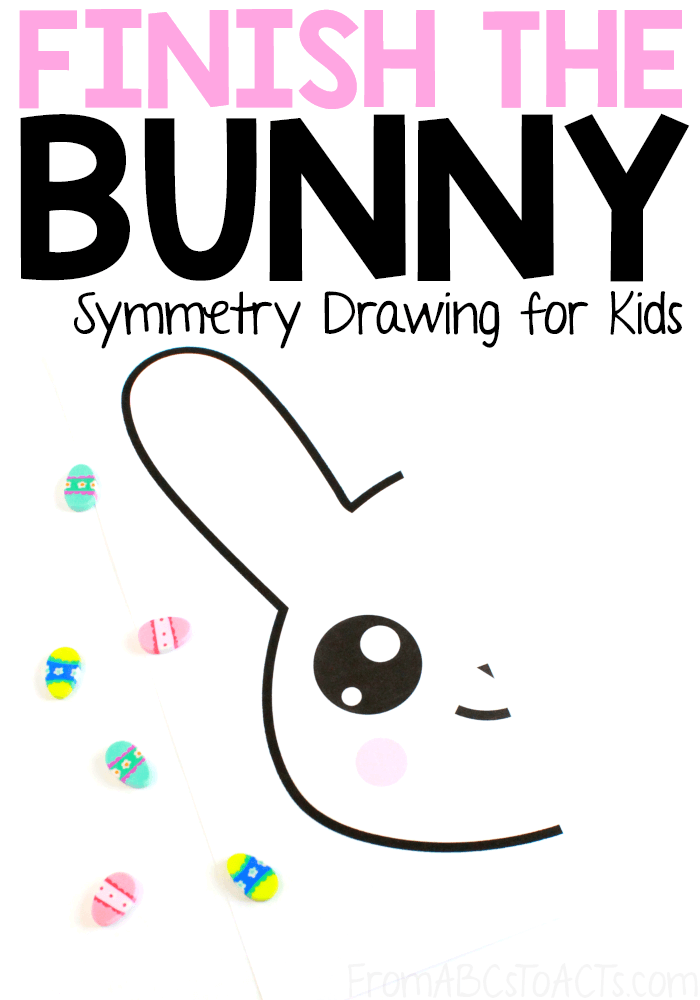 Explore the concept of symmetry with these adorable finish the Easter bunny printable drawing pages! #FromABCsToACTs #Spring