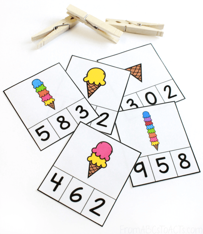 Counting Ice Cream Scoops Fine Motor Activity