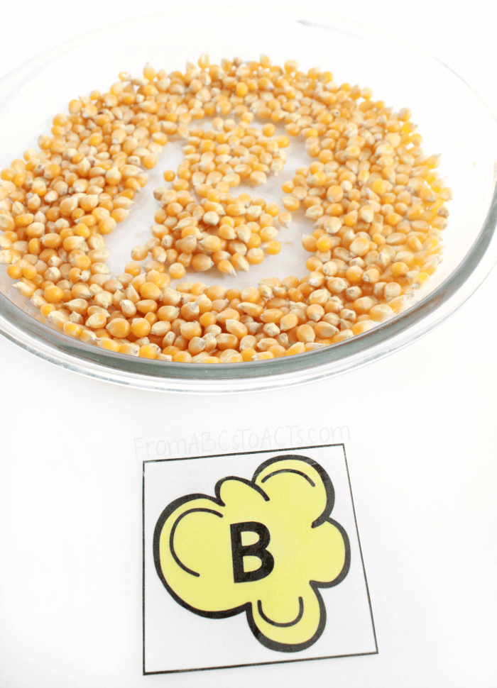 Popcorn Letter Practice for Preschoolers