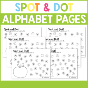 Work on letter recognition, colors, fine motor skills, beginning sounds, and more with these fun Spot & Dot Alphabet pages for preschoolers and kindergartners!