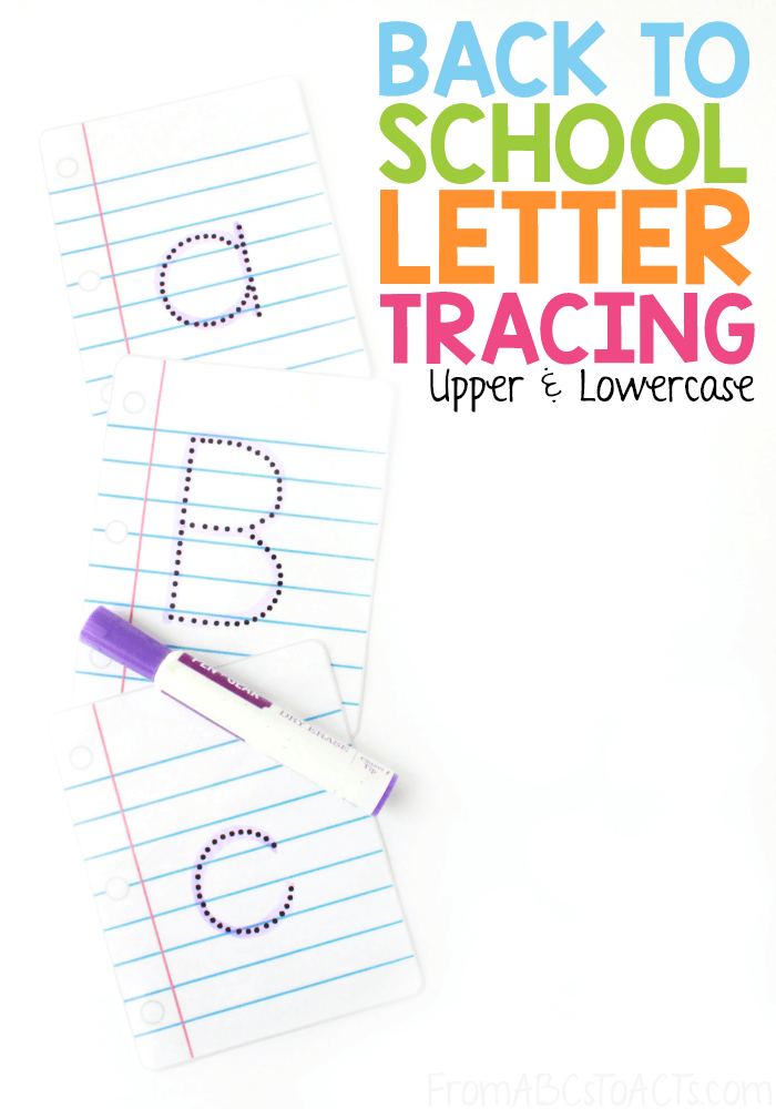 Practice learning to write the letters of the alphabet with this fun school supply themed printable set! Nothing says back to school quite like notebook paper!