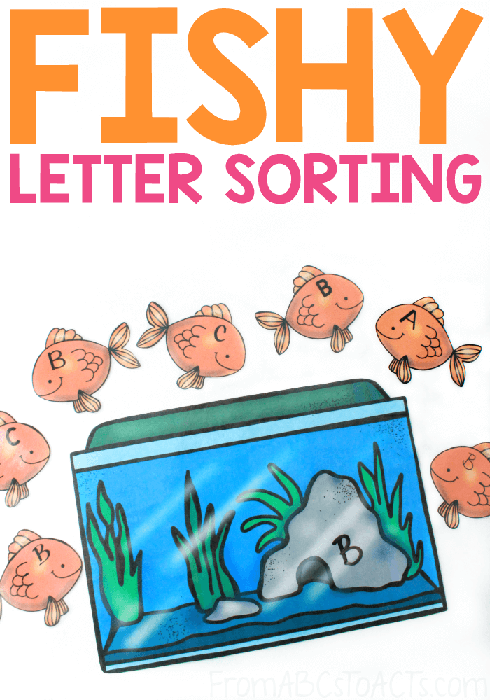 Strengthen those letter recognition skills by using different fishy fonts! Makes an excellent literacy center for both preschoolers and kindergartners! #FromABCsToACTs
