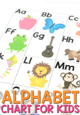 Working on teaching your preschooler the letters of the alphabet? This printable alphabet chart is the perfect reference tool and kids love the bright, bold colors!