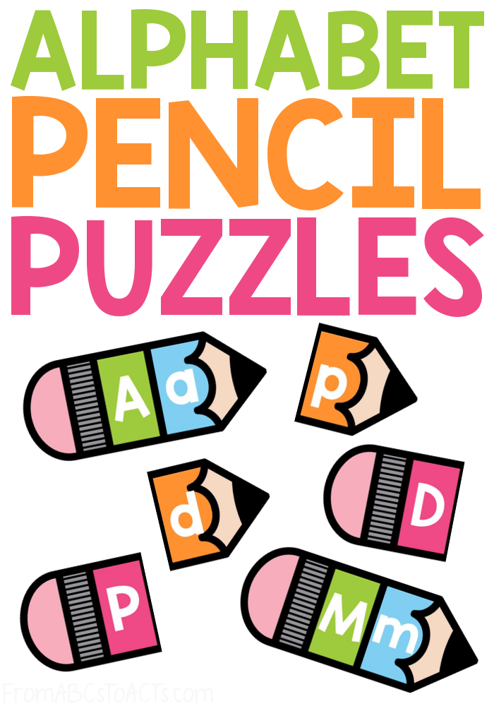 What better way to practice learning the letters of the alphabet at the beginning of a new school year than with a school supply inspired activity like these alphabet pencil puzzles! #FromABCsToACTs
