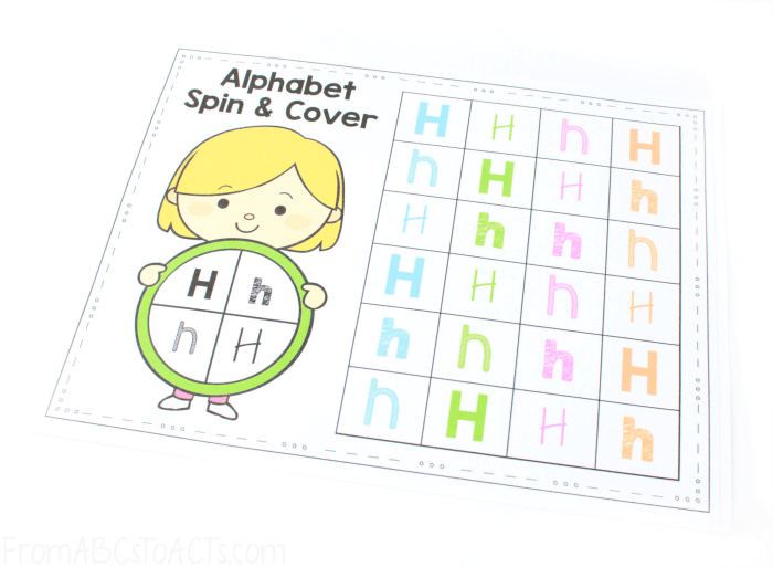 Spin and Cover Alphabet Pages